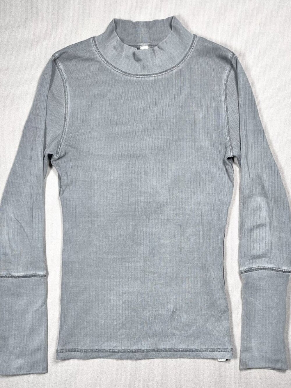 Free People The Rickie Mock Neck Long Sleeve Gray Top Shirt - Women Size XS